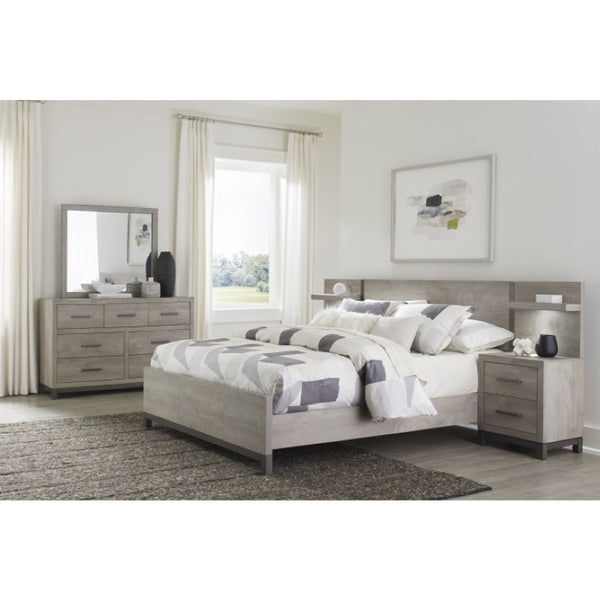 English Elm Queen Panel Bed Nightstand and Chest Set Modern Industrial Melamine Bedroom Furniture B011S06716