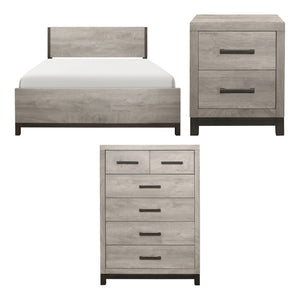 English Elm Full Panel Bed Nightstand and Chest Set Modern Industrial Melamine Bedroom Furniture B011S06719