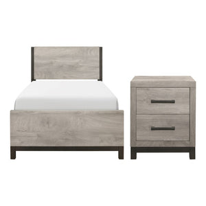 English Elm Twin Panel Bed and Nightstand Set Modern Industrial Melamine Bedroom Furniture B011S06720