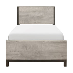 English Elm Twin Panel Bed Set with LED Nightstands Modern Industrial Melamine Bedroom Suite B011S06721