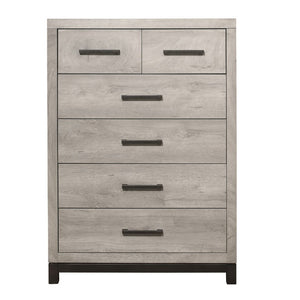 English Elm Twin Panel Bed Nightstand and Chest Set Modern Industrial Gray Melamine with LED B011S06722
