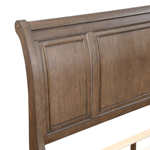 English Elm Eastern King Sleigh Bed Set Antique Brown Birch Wood with Storage Nightstands B011S06726