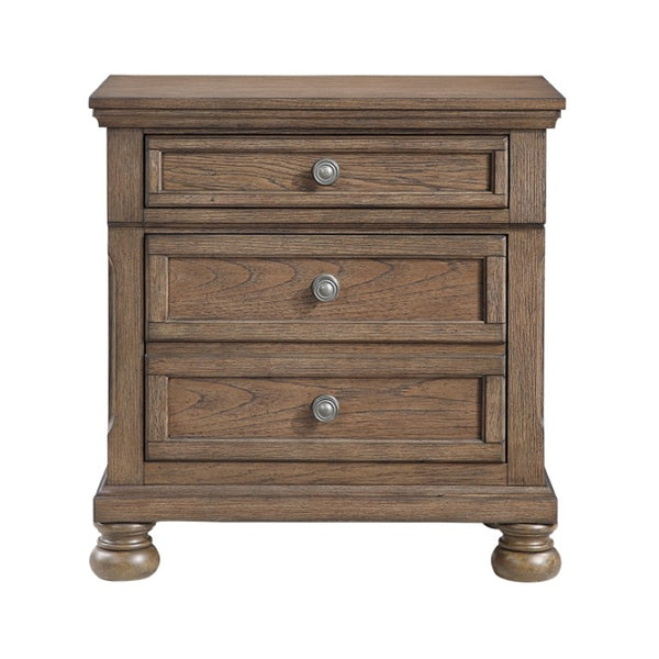 English Elm Eastern King Sleigh Bed Set Antique Brown Birch Wood with Storage Nightstands B011S06726