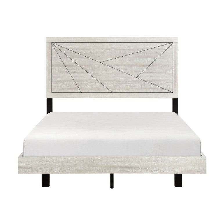 English Elm Eastern King Bedroom Set with Two Nightstands in Contemporary Gray Oak Finish B011S06737