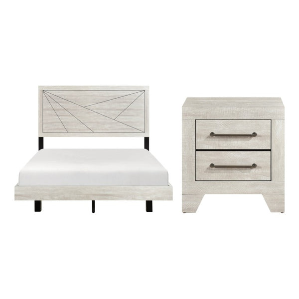 English Elm California King Bedroom Set Contemporary Gray Oak Finish with Dovetail Nightstand B011S06739
