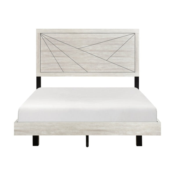 English Elm California King Bedroom Set Three Piece Solid Wood Gray Oak with Silver Pulls B011S06741
