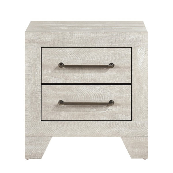 English Elm California King Bedroom Set Three Piece Solid Wood Gray Oak with Silver Pulls B011S06741
