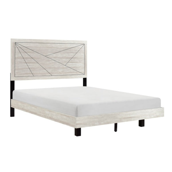English Elm California King Bedroom Set Three Piece Solid Wood Gray Oak with Silver Pulls B011S06741