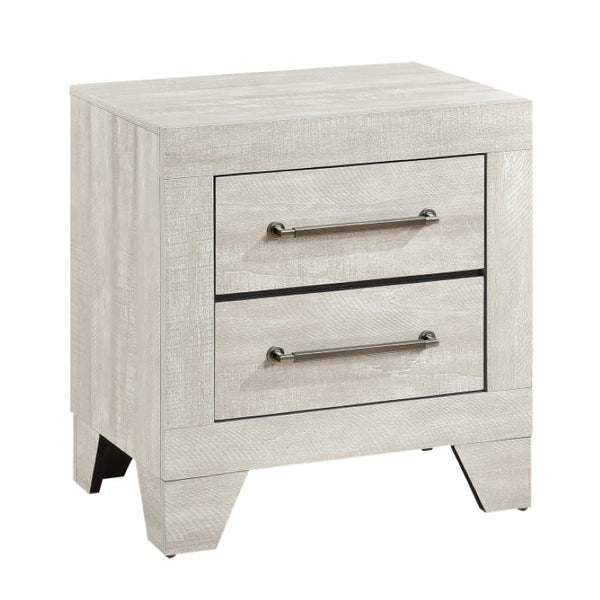 English Elm Queen Bed and Nightstand Set Dusty Gray Oak Finish with Dovetail Drawers B011S06742