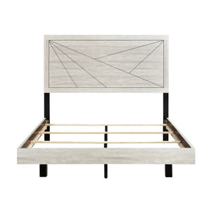 English Elm Queen Bed and Nightstand Set Dusty Gray Oak Finish with Dovetail Drawers B011S06742