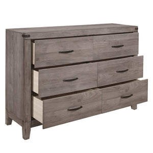 English Elm Night Stand Dresser Mirror and Chest Industrial Bedroom Set with Weathered Gray Finish B011S06749