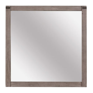 English Elm Night Stand Dresser Mirror and Chest Industrial Bedroom Set with Weathered Gray Finish B011S06749