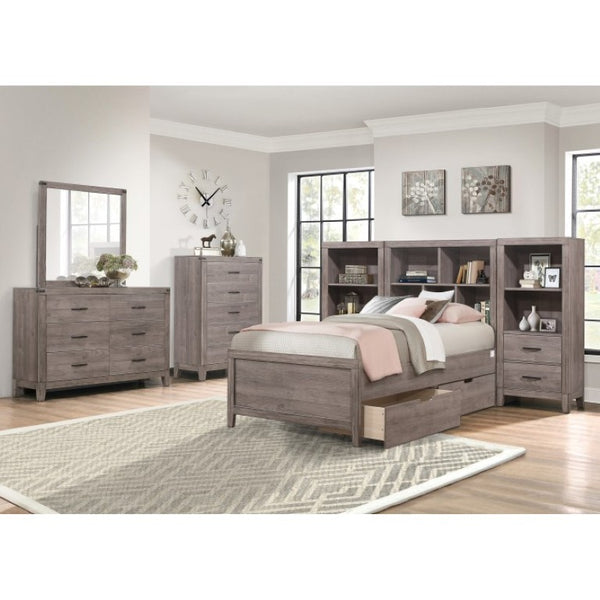 English Elm Twin Platform Bed Nightstand and Chest Industrial Bedroom Set with USB Charging B011S06767