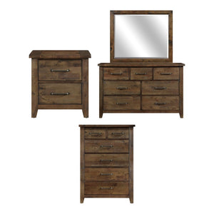 English Elm Night Stand Dresser Mirror Chest Solid Rubberwood Bedroom Set Rustic Transitional B011S06768