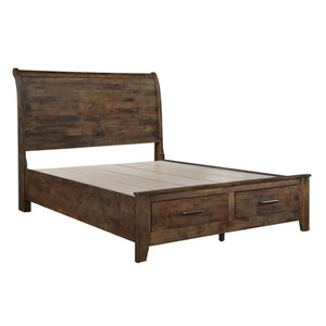 English Elm California King Storage Platform Bed Set Solid Rubberwood Rustic Burnished Finish B011S06770