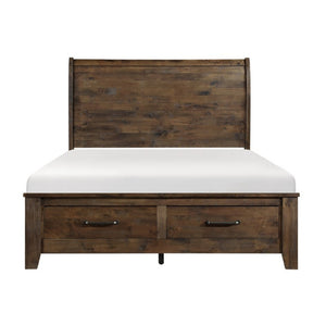 English Elm California King Platform Bed Set Solid Rubberwood Rustic Burnished Brown 3 Piece B011S06771