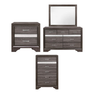 English Elm Night Stand Dresser Mirror Chest Hollywood Regency Set with Glam Crystal Hardware B011S06776