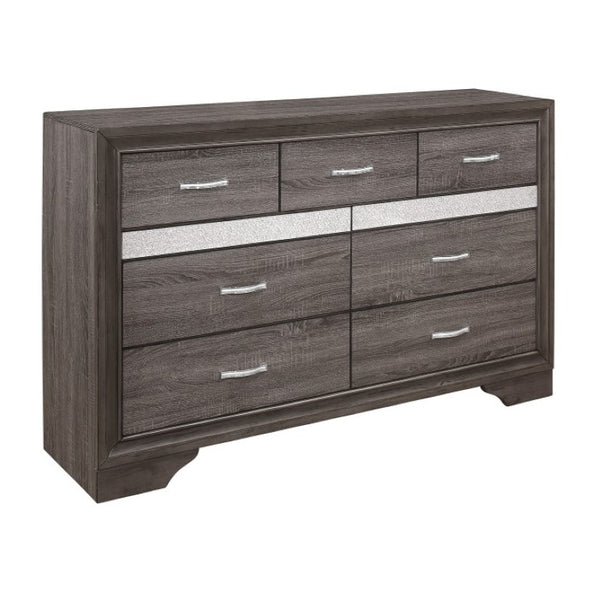 English Elm Night Stand Dresser Mirror Chest Hollywood Regency Set with Glam Crystal Hardware B011S06776