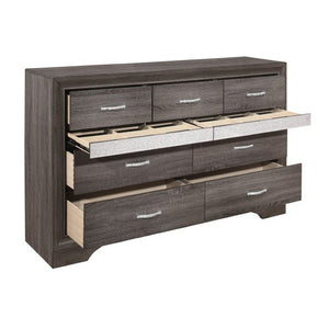 English Elm Night Stand Dresser Mirror Chest Hollywood Regency Set with Glam Crystal Hardware B011S06776
