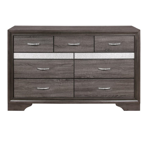 English Elm Night Stand Dresser Mirror Chest Hollywood Regency Set with Glam Crystal Hardware B011S06776