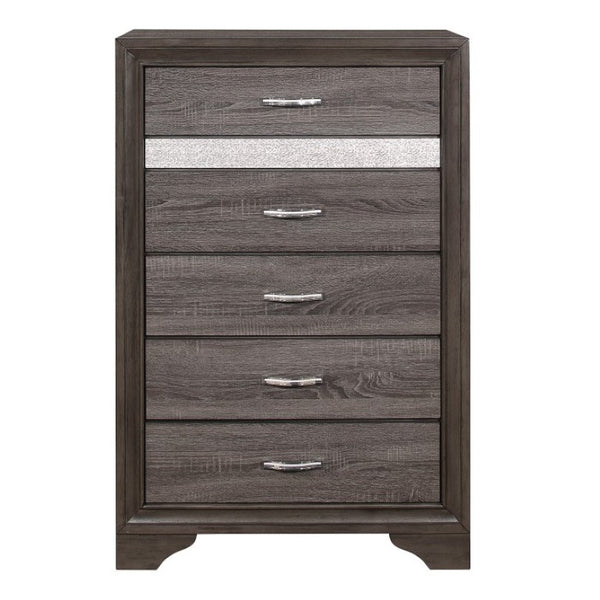 English Elm Night Stand Dresser Mirror Chest Hollywood Regency Set with Glam Crystal Hardware B011S06776