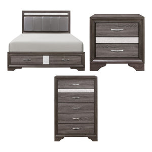 English Elm California King Glam Bedroom Set with Chrome Pulls Glitter Panels and Jewelry Drawer B011S06779