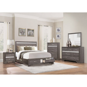English Elm California King Glam Bedroom Set with Chrome Pulls Glitter Panels and Jewelry Drawer B011S06779