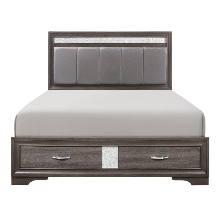 English Elm California King Glam Bedroom Set with Chrome Pulls Glitter Panels and Jewelry Drawer B011S06779