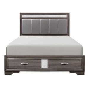English Elm California King Glam Bedroom Set with Chrome Pulls Glitter Panels and Jewelry Drawer B011S06779