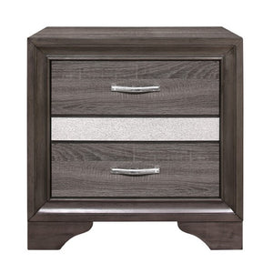 English Elm California King Glam Bedroom Set with Chrome Pulls Glitter Panels and Jewelry Drawer B011S06779