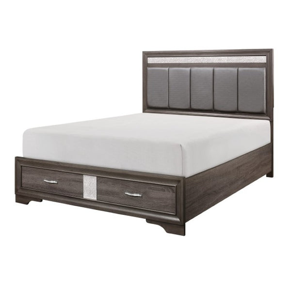 English Elm California King Glam Bedroom Set with Chrome Pulls Glitter Panels and Jewelry Drawer B011S06779