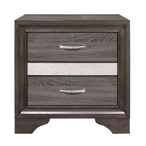 English Elm Queen Glam Bedroom Set with Channel Tufted Headboard Faux Leather and Crystal Pulls B011S06780