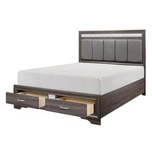 English Elm Queen Glam Bedroom Set with Channel Tufted Headboard Faux Leather and Crystal Pulls B011S06780