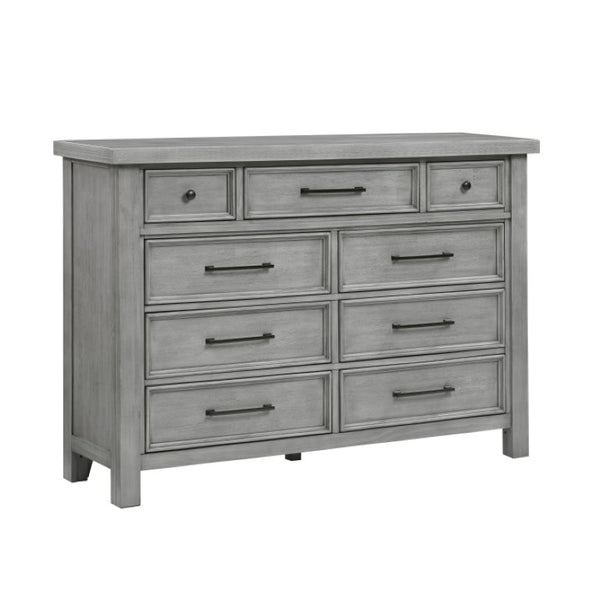 English Elm Night Stand Dresser Mirror Chest Set Mango Veneer Antique Gray Transitional Bedroom B011S06781