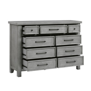 English Elm Night Stand Dresser Mirror Chest Set Mango Veneer Antique Gray Transitional Bedroom B011S06781