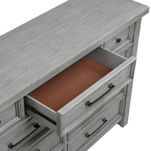 English Elm Night Stand Dresser Mirror Chest Set Mango Veneer Antique Gray Transitional Bedroom B011S06781