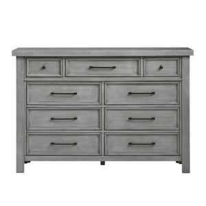 English Elm Night Stand Dresser Mirror Chest Set Mango Veneer Antique Gray Transitional Bedroom B011S06781