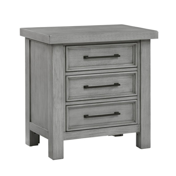 English Elm Night Stand Dresser Mirror Chest Set Mango Veneer Antique Gray Transitional Bedroom B011S06781