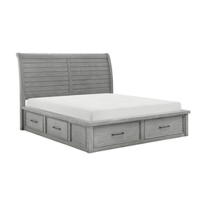 English Elm Eastern King Sleigh Bed Nightstand and Chest Set Mango Veneer Transitional Suite B011S06785