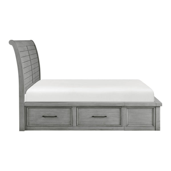 English Elm Eastern King Sleigh Bed Nightstand and Chest Set Mango Veneer Transitional Suite B011S06785