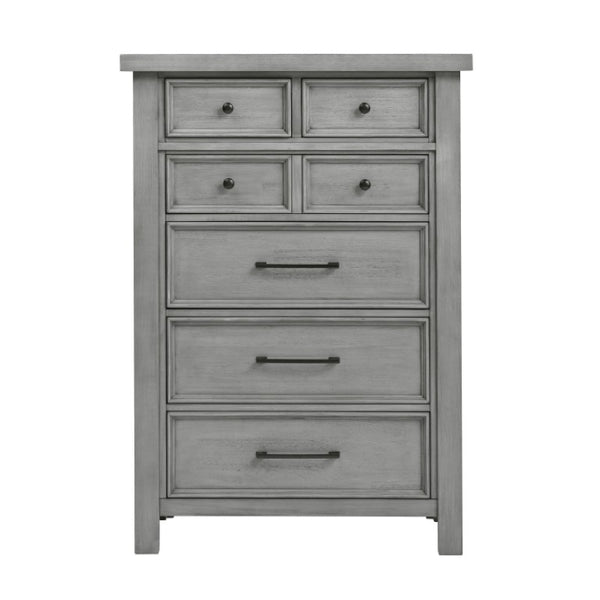English Elm California King Sleigh Bed Set Mango Veneer Antique Gray Storage Bedroom B011S06788