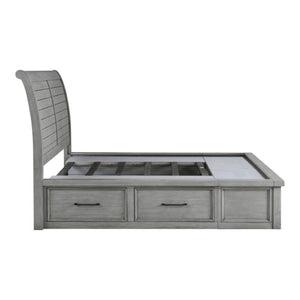 English Elm California King Sleigh Bed Set Mango Veneer Antique Gray Storage Bedroom B011S06788