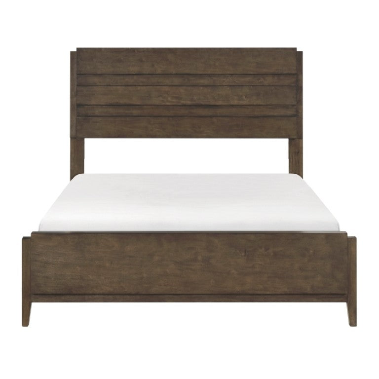 English Elm Eastern King Bedroom Set with Slatted Headboard Rubberwood Frame and Two Nightstands B011S06794
