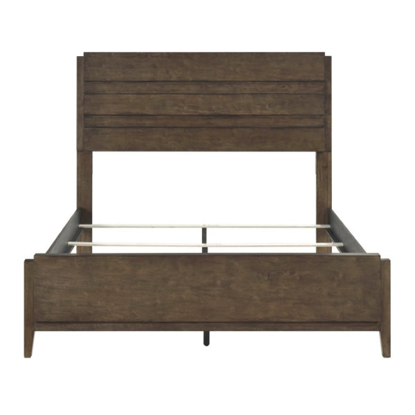 English Elm California King Bedroom Set with Slatted Headboard Rubberwood Frame and Two Nightstands B011S06797