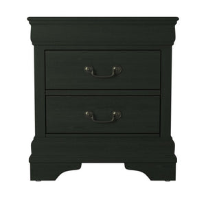 English Elm California King Sleigh Bed Set Louis Philippe Style Gray Veneer with Brass Handles B011S06806