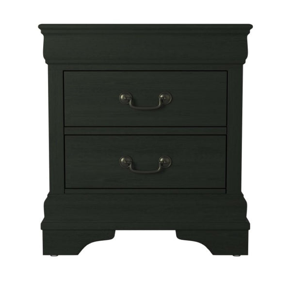 English Elm California King Sleigh Bed Set Louis Philippe Style Gray Veneer with Brass Handles B011S06806