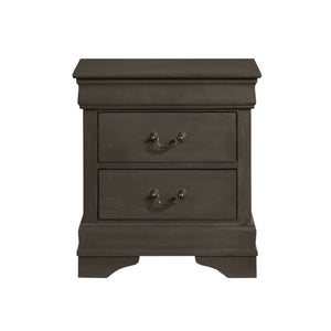 English Elm California King Sleigh Bed Set Louis Philippe Style Gray Veneer with Brass Handles B011S06806