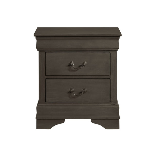 English Elm Twin Sleigh Bed and Nightstand Set Louis Philippe Style Gray Veneer Wood Frame B011S06814