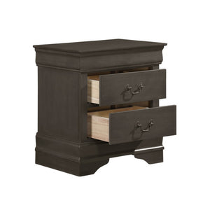 English Elm Twin Sleigh Bed and Nightstand Set Louis Philippe Style Gray Veneer Wood Frame B011S06814
