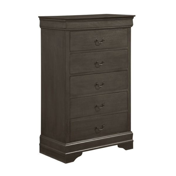 English Elm Twin Sleigh Bedroom Set Louis Philippe Okume Veneer Gray Three Piece Suite B011S06815